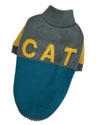 Светр для котiв в'язаний CAT зелено сірий SC-10