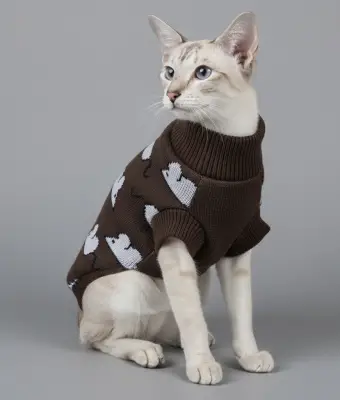 Светр для котiв в'язаний Мишки шоколад SC-30