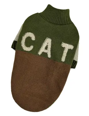 Светр для котiв в'язаний CAT коричневий хакі SC-11